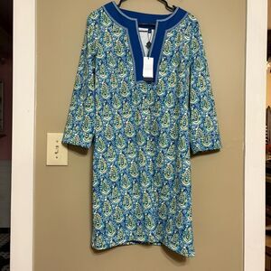 Cabana Life Women Blue Green Palmetto Bluff Tunic Dress UFP 50 Large NWT